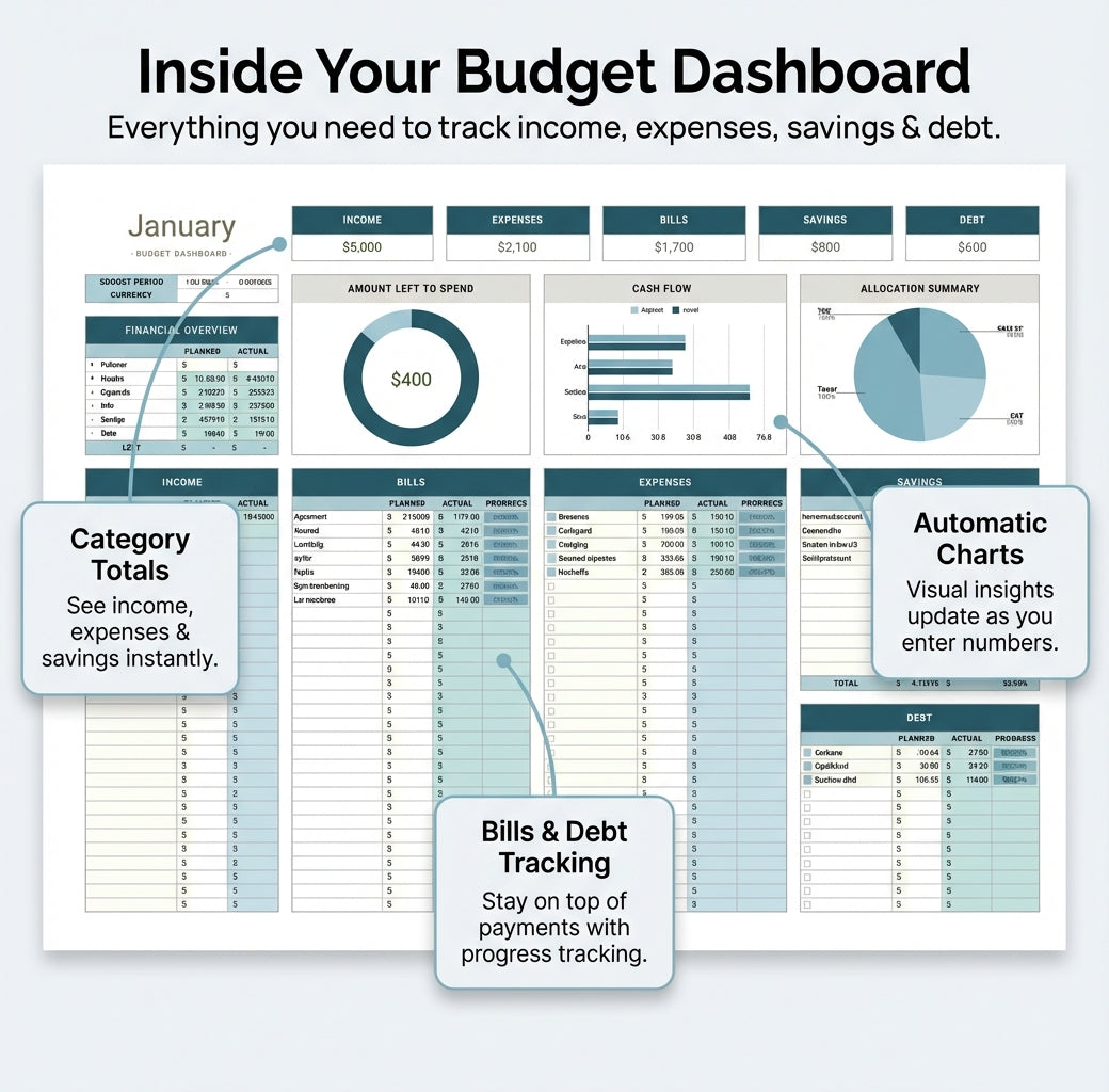 Budget Planner Template – Excel & Google Sheets (All Currencies)